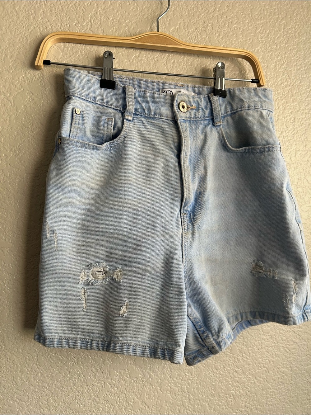 Zara Distressed Denim Shorts